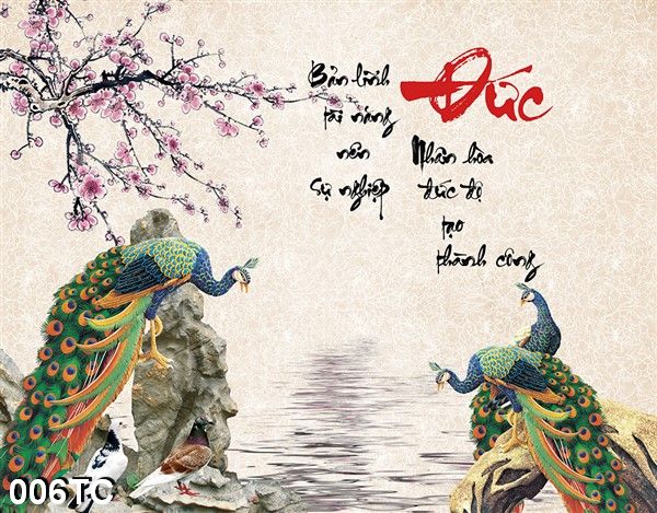 Tranh dán tương 3D chim công