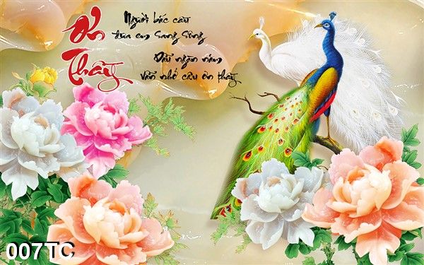 Tranh dán tương 3D chim công