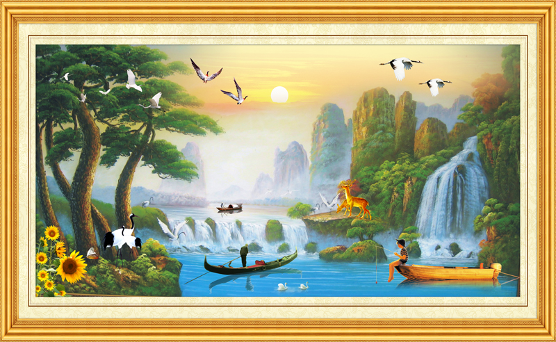 Tranh dán tương 3D Thác nước phong thủy