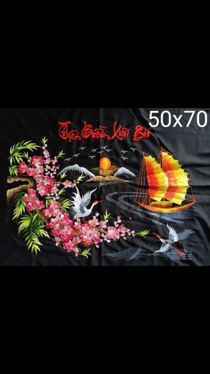 Tranh thêu thuận buồm xuôi gió